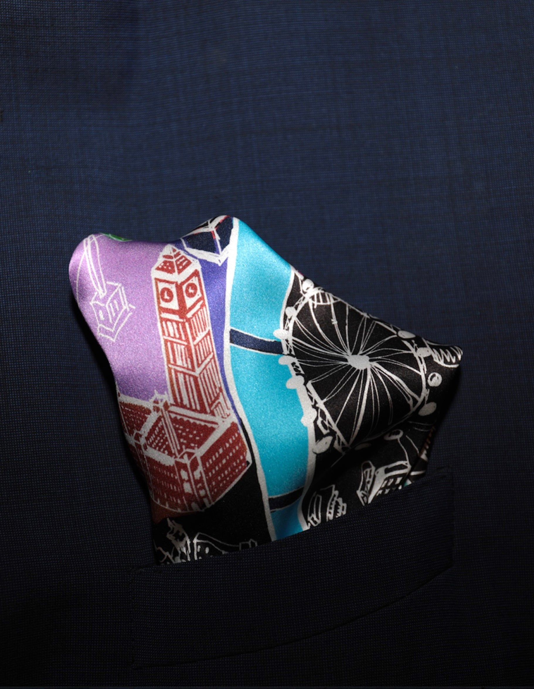 London Pop Map Pocket Square - Multi colour